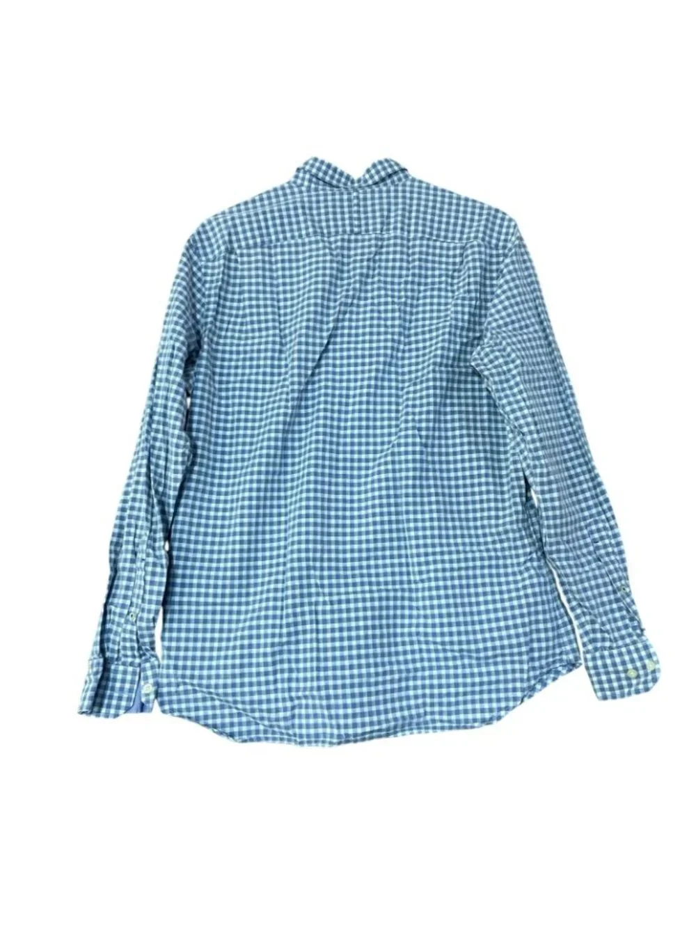 Banana Republic Men's L Blue Gingham Button-Down Dress Shirt Slim Fit C0872